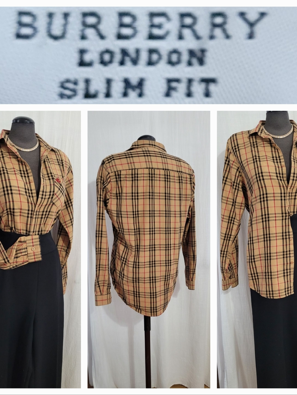 Burberry Tan Check Slim Fit Button-Down Shirt